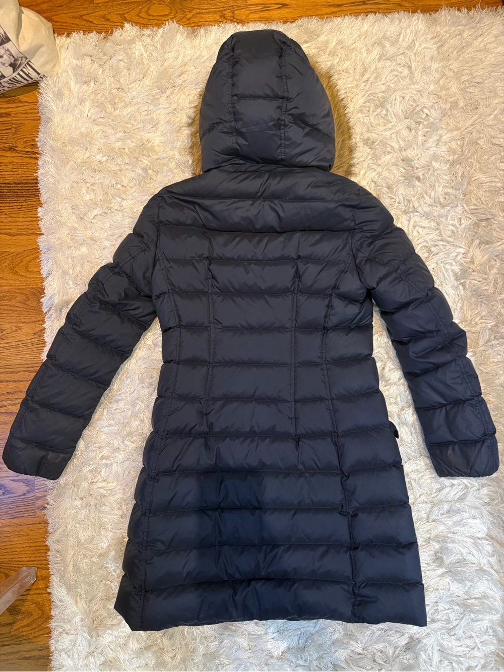 Juicy Couture Navy Quilted Puffer Coat with Faux Fur Hood - Picture 3 of 3